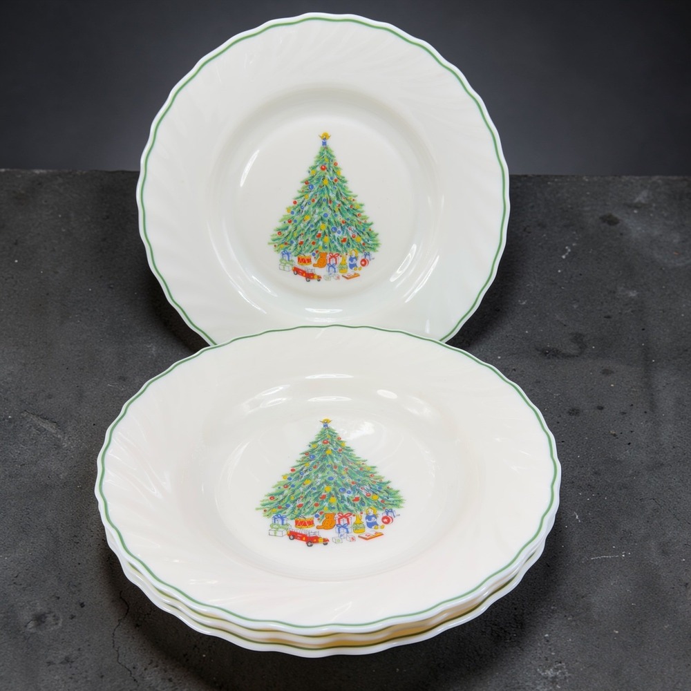 Salem Noel Porcelle Christmas Tree Bowls Set‎ 4 Swirl Milk Glass 9inch Vintage